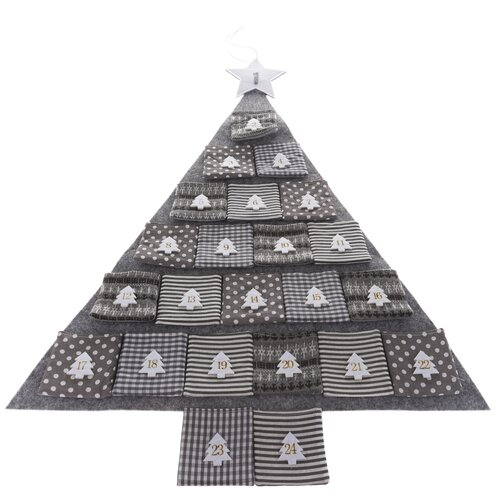 Textiler Adventskalender Gray tree, 68 x 68 cm