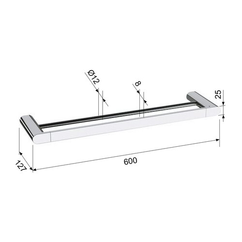 SAPHO RF011/15 Flori suport dublu pentru prosoape60 x 12,7 cm, negru mat