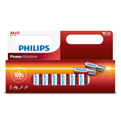 Baterii alcaline Philips AA 1,5 V Power, 12 buc