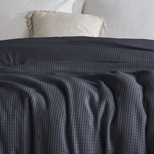 4Home Tagesdecke aus Baumwolle Claire Anthrazit, 220 x 240 cm