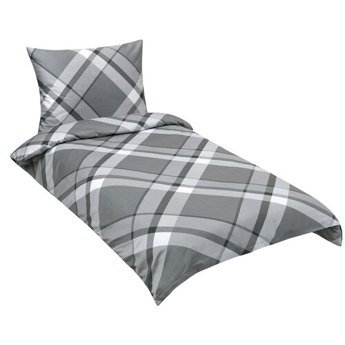Bellatex Lenjerie de pat din satin Caro gri, 140 x200 cm, 70 x 90 cm