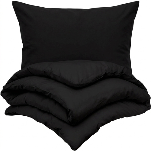 Kvalitex Lenjerie de pat din bumbac, negru, 220 x 200 cm, 2 buc. 70 x 90 cm