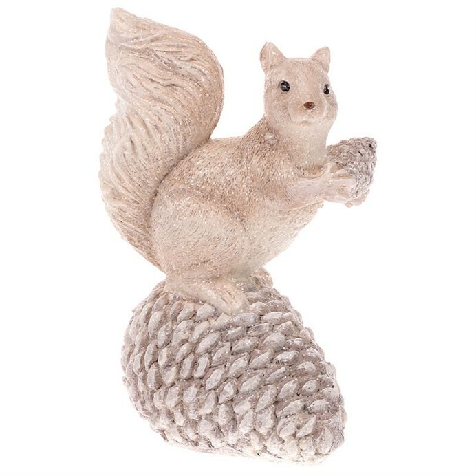 Zimowa dekoracja Wiewiórka z szyszką, żywica poliestrowa