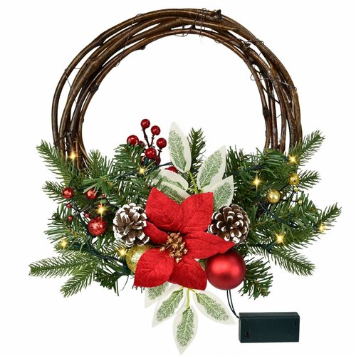 Firenze karácsonyi fonott koszorú, 30 cm, 10 LED