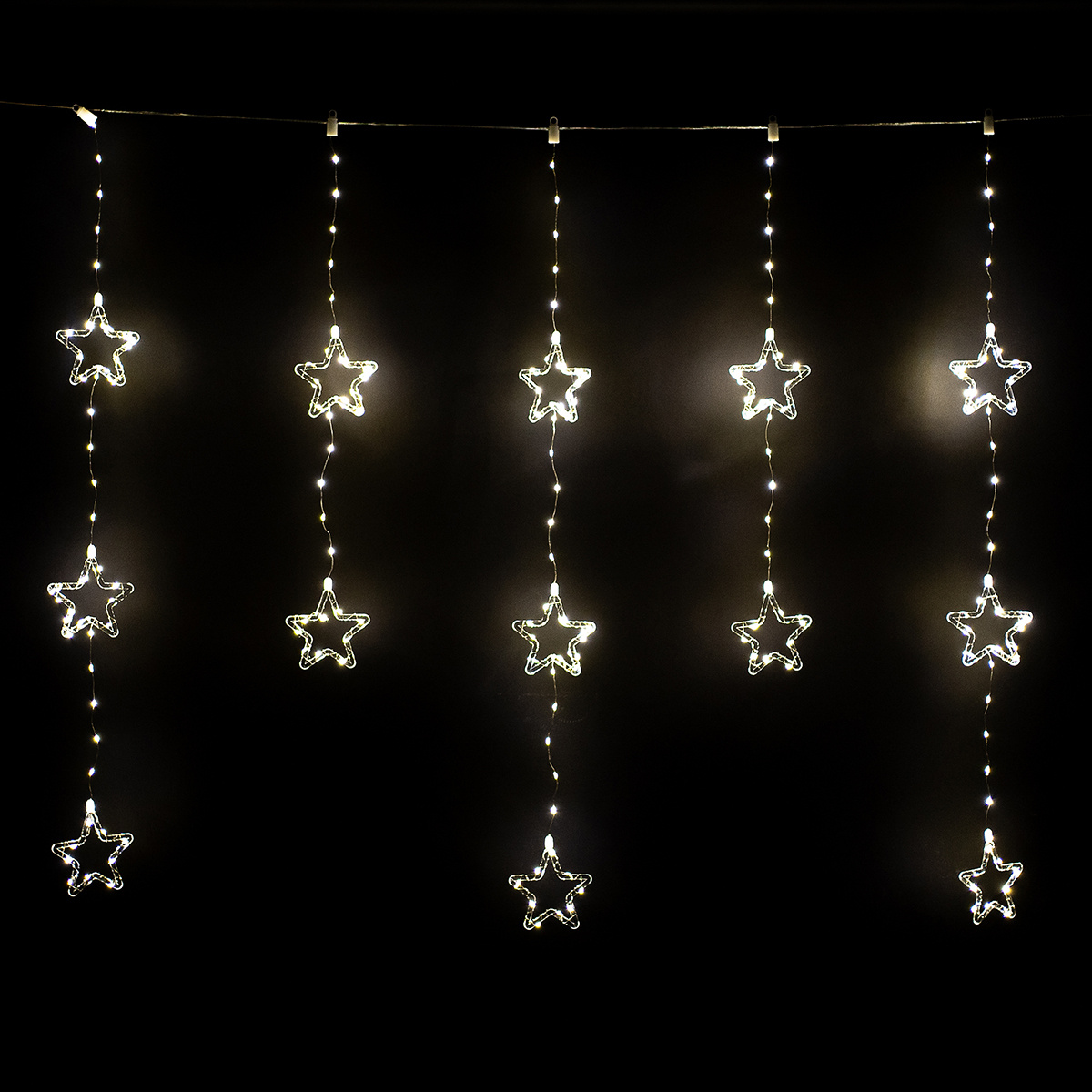 Kurtyna świetlna zewnętrzna Stars, 120 x 120 cm, LED, biały, timer, 8 funkcji, 120 cm