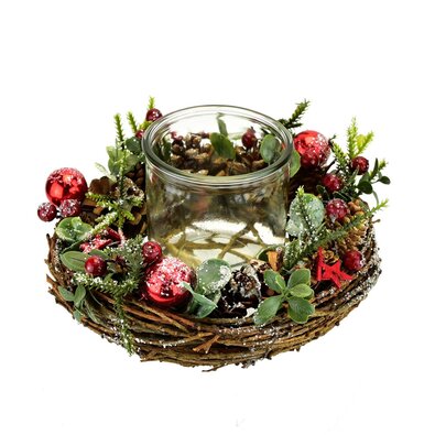 Božični okrašen svečnik Sedrino, 11 x 22 cm