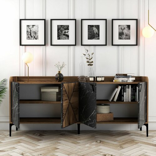 Venedik Walnut and Black Marble szekrény