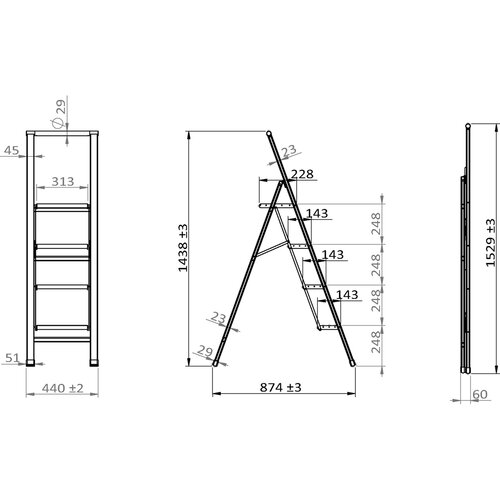 Wenko Hliníkové skladacie schodíky protišmykové XXL, 4 stupne