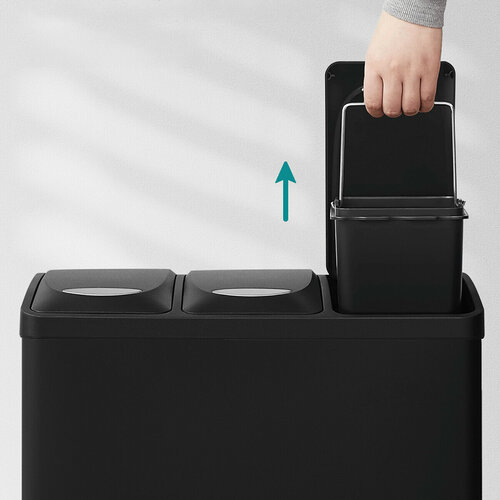 Kovový odpadkový koš na tříděný odpad 3 × 8 l,