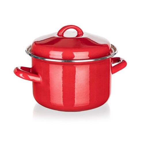 Banquet Emailed pot with lid Milton red, 16 cm, 2l