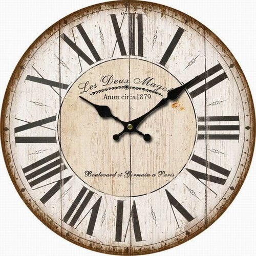 Drewniany zegar ścienny Les Deux, śr. 34 cm