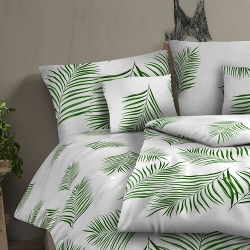 Lenjerie de pat din bumbac Kvalitex Tropical alb, 200 x 200 cm, 2x 70 x 90 cm