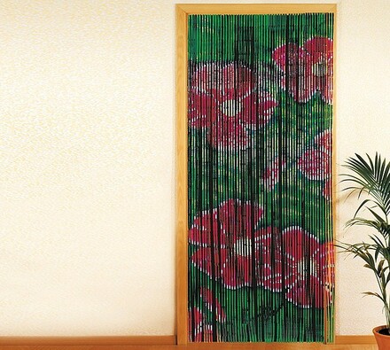 Bambusové závesy, zelené kvety, 90 x 200 cm