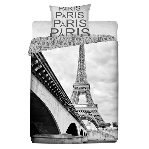 Bavlněné povlečení Paris šedé, 140 x 200 cm, 70 x 90 cm