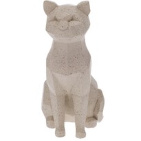 Dekoration geometric Sitzende Katze, 20 cm, Cremebeige,