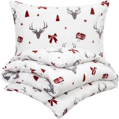 Lenjerie de pat din microflanel 4Home Stag & Bows, 140 x 220 cm, 70 x 90 cm