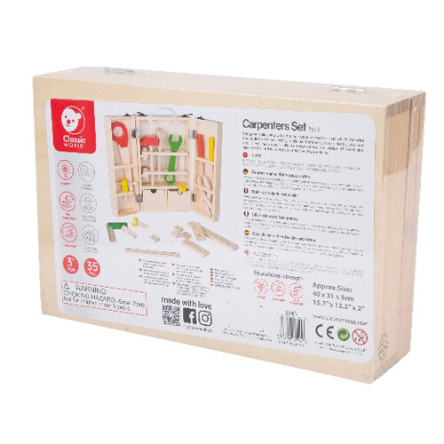 Classic world Set of wooden tools, 35 pieces