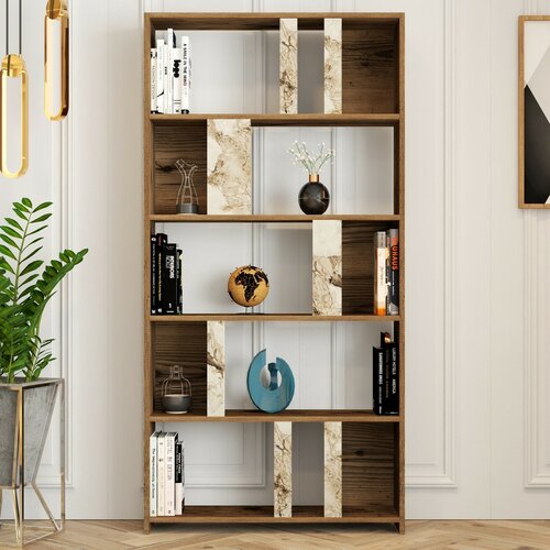 Lime White Marbel and Walnut könyvespolc