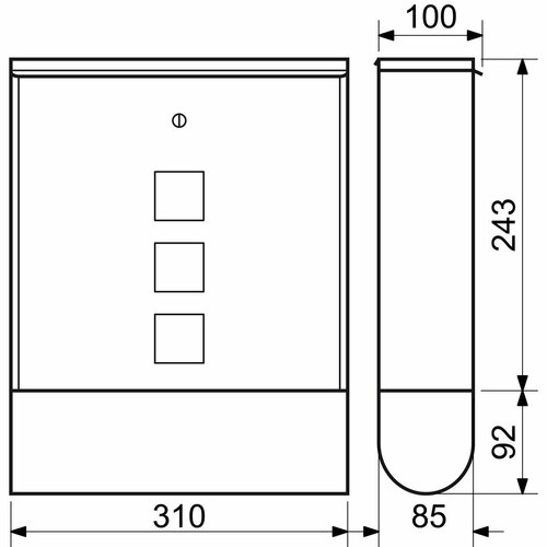 Stahlbriefkasten mit Fenster und Rohr BK.210.HM