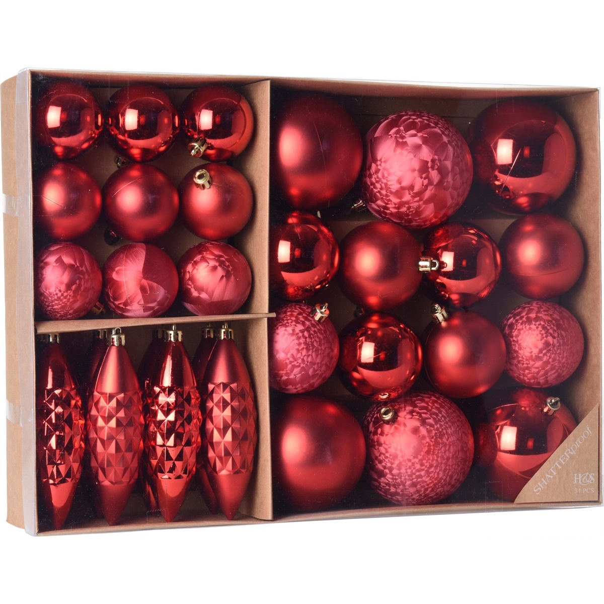 Set decorațiuni Crăciun Terme, roșu, 31 buc. buc. Decoratiuni