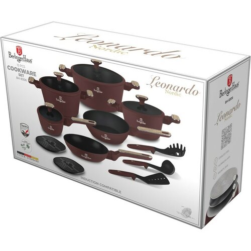 BerlingerHaus Leonardo Nordic Kochgeschirrset mit Titanbeschichtung, 15-teilig
