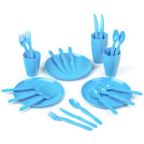 Picknick-Geschirrset aus Kunststoff, 31 Teile, Blau