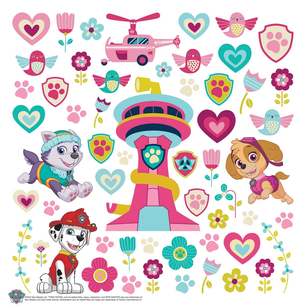 Dekoracja samoprzylepna Paw Patrol Be Happy, 30 x 30 cm