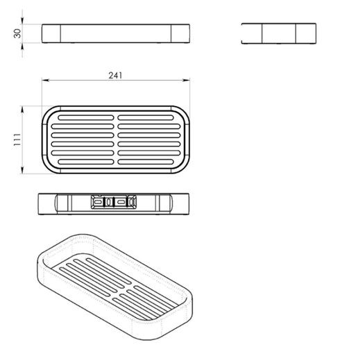 GEDY 321814 Pametna polica za prho, 24,1 x 3 x11,1 cm, črna mat