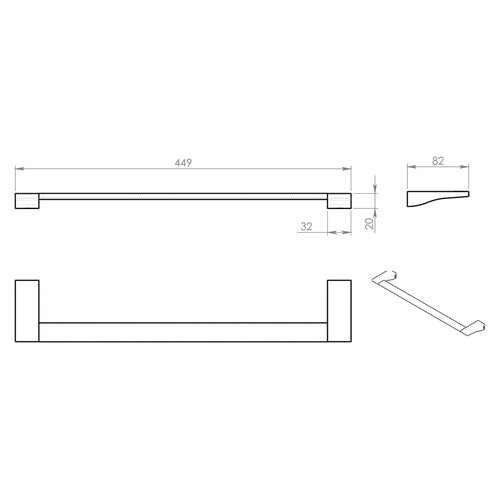 GEDY 572145 Glamour törölközőtartó 45 x 8,2 cm ,szürke
