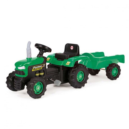Dolu Traktor dziecięcy na pedały z przyczepką, zielony