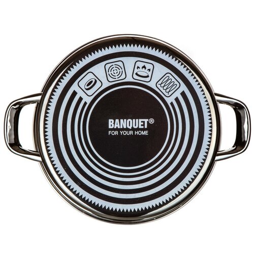 Banquet Hrnec smaltovaný METALLIC Black 22 cm, 3,75 l, s poklicí