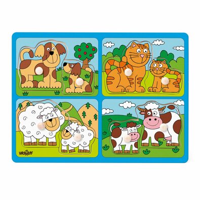 Woody Puzzle za najmlajše z ročaji Hišniljubljenčki