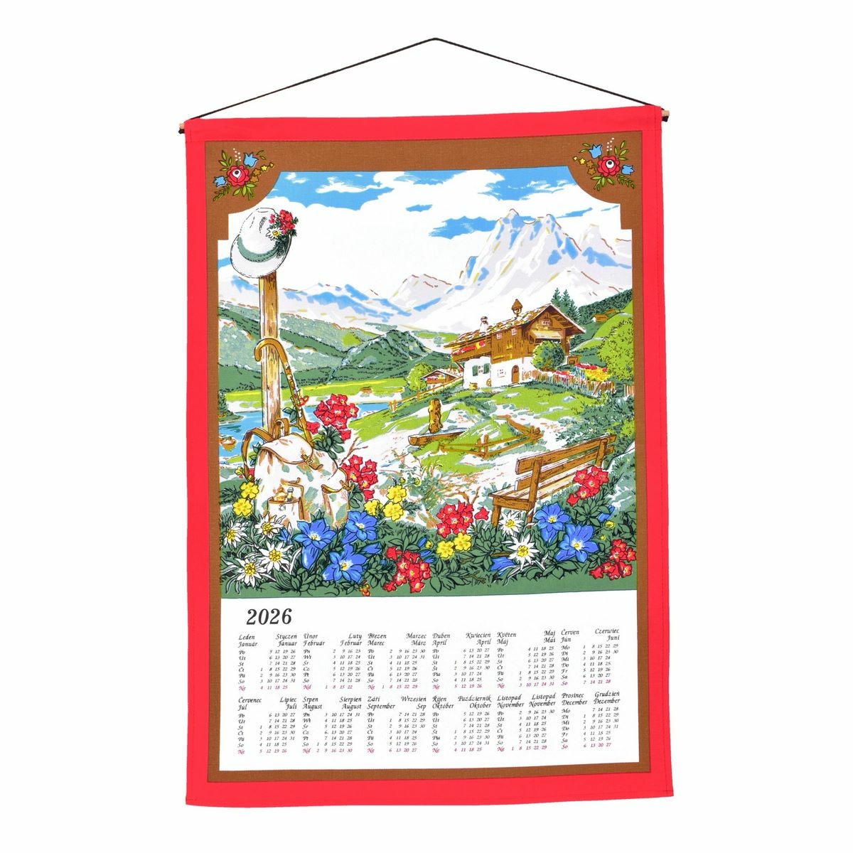 Kalendarz tekstylny z kijem Horal 2026, 45 x 65 cm