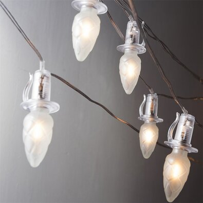 Světelný řetěz Šiška, 20 LED žárovek Filament, čirý kabel, prodloužení