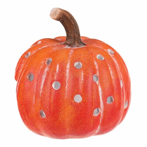 Svečnik Buča z odprtinami oranžna, keramika, pr.14 cm