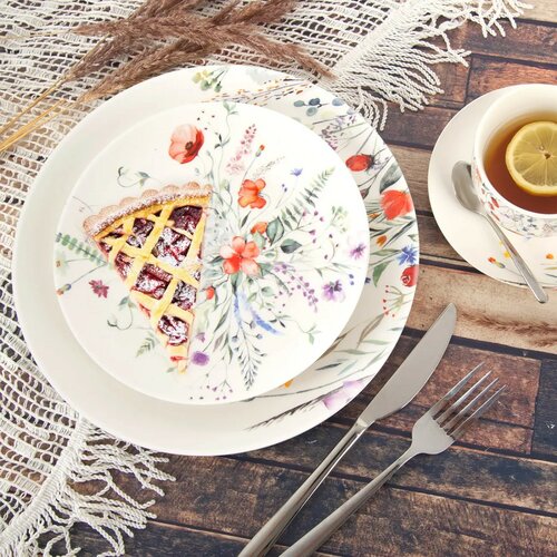 Orion Porcelanowy talerz deserowy Mak, średnica20,5 cm