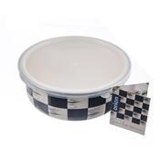 Orion Emaillierte Schale mit UH-Deckel Schachbrett Rand, Durchmesser 19 cm