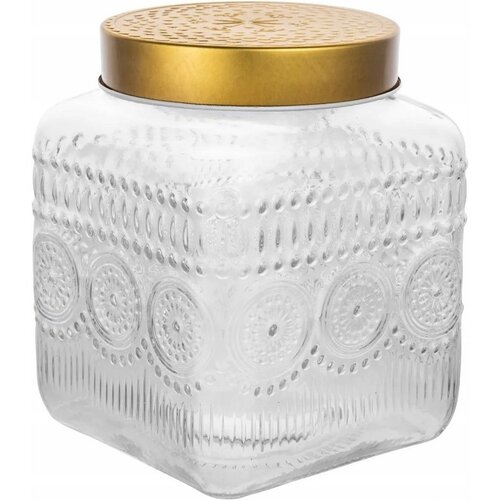 Altom Sada skleněných dóz se zlatým víkem Daisy 1,8 l, 4 ks