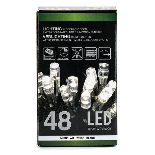 Lampki świetlne, zimna biała, 48 LED