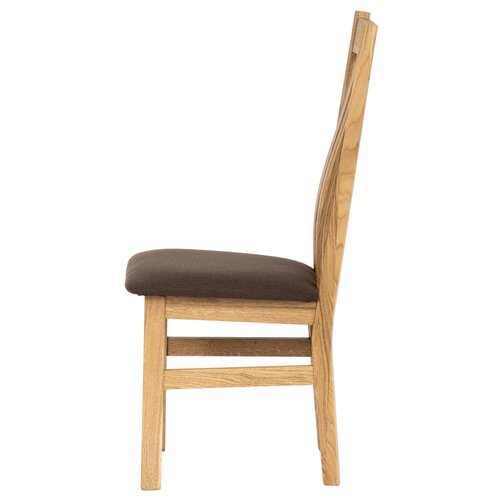 Krzesło do jadalni z litego drewna BR2, dąb, brązowy