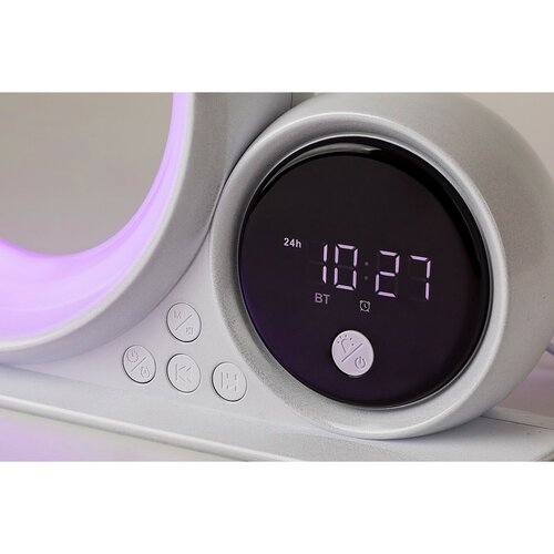 Rabalux 76109 dekoracyjna lampa stołowa Wakeway, z głośnikiem, RGB, zegarem i budzikiem
