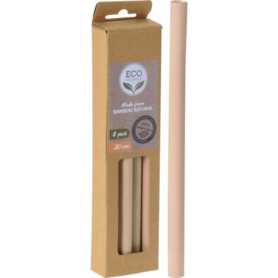 ECO Friendly 8dílná sada bambusových brček, 20 cm