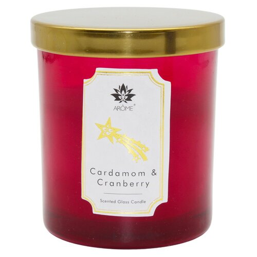 Arome Lumânare în sticlă colorată cu capac,Cardamon &amp; Cranberry, 125 g
