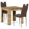 Set masă MDF cu 2 scaune maro, 80 x 80 x 75 cm,stejar Sonoma