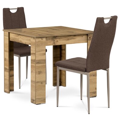 Set masă MDF cu 2 scaune maro, 80 x 80 x 75 cm,stejar Sonoma