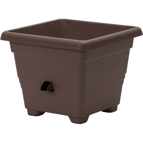 Jardinieră cu auto-irigare Plastia Bergamot 35 x 35 cm, maro
