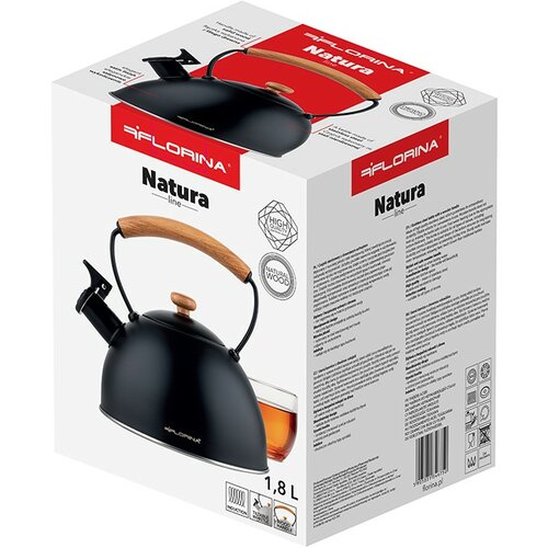 Florina Nierdzewny czajnik Natura Line 1,8 l, czarny