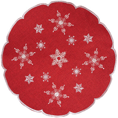 Vianočný obrus Hviezdičky červená, pr. 35 cm