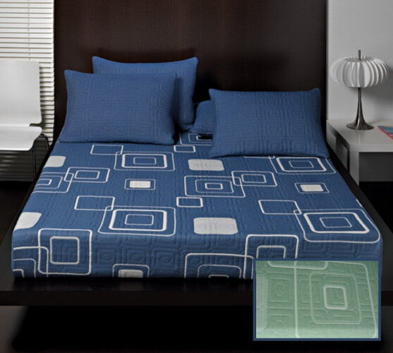 Prikrývka na posteľ Amara, modrá, 160 x 220 cm