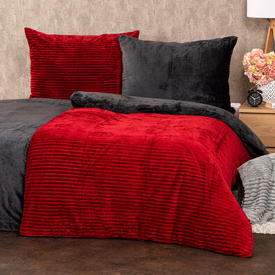 4Home Posteljnina iz mikroflanela Stripe v barvivino, 140 x 200 cm, 70 x 90 cm